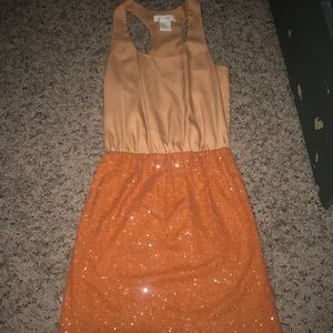Orange sequin dress